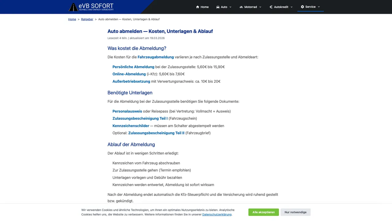 Auto abmelden — Kosten, Unterlagen & Ablauf